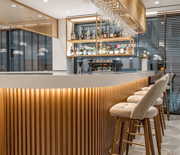 Ethereal White Resort Heraklion Groundfloor Bar bar and stools