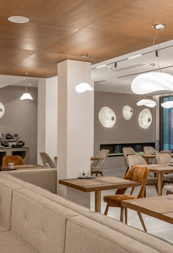 Ethereal White Resort Heraklion Restaurant sitting area